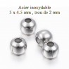 50 perles en acier inoxydable de 5 x 4.5 mm