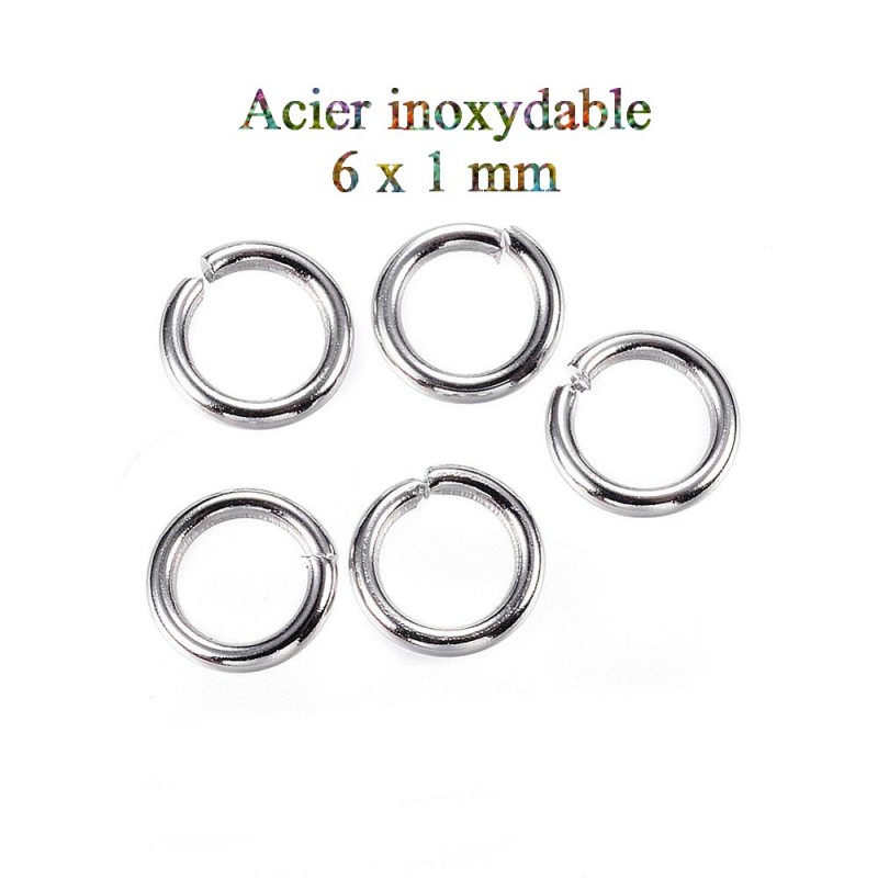 100 anneaux de jonction en acier inoxydable 6 x 1 mm