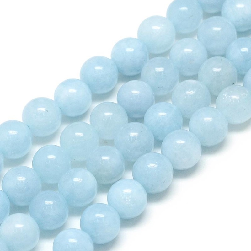 10 perles de 6 mm en aigue marine