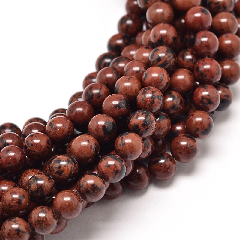 10 perles de 8 mm en Obsidienne Acajou