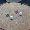 1 paire de clous d'oreilles en perle de culture blanche de 6 mm
