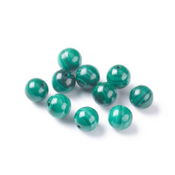 4 perles semi percées en malachite véritable de 6 mm