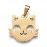 1 pendentif d'un chat en acier inoxydable doré 17 x 18 mm