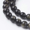 10 perles de 8 mm en obsidienne doré