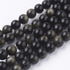 10 perles de 8 mm en obsidienne doré