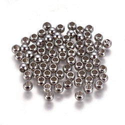 50 perles en acier inoxydable de 4x3 mm