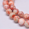 10 perles de 8 mm en netstone orange ,pierre de soie