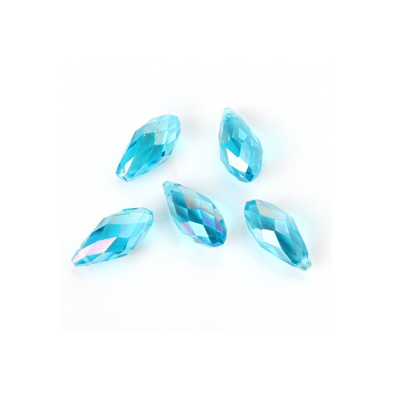10 perles à facettes goutte en verre bleues 12 x 6 mm