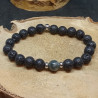 1 bracelet perles de lave & oeil d'aigle 16 cm