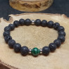 1 bracelet perles de lave & malachite de16 cm