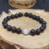 1 bracelet perles de lave & pierre de lune de 16 cm