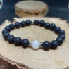 1 bracelet perles de lave & pierre de lune de 16 cm