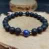 1 bracelet perles de lave & lapis lazuli de 16 cm