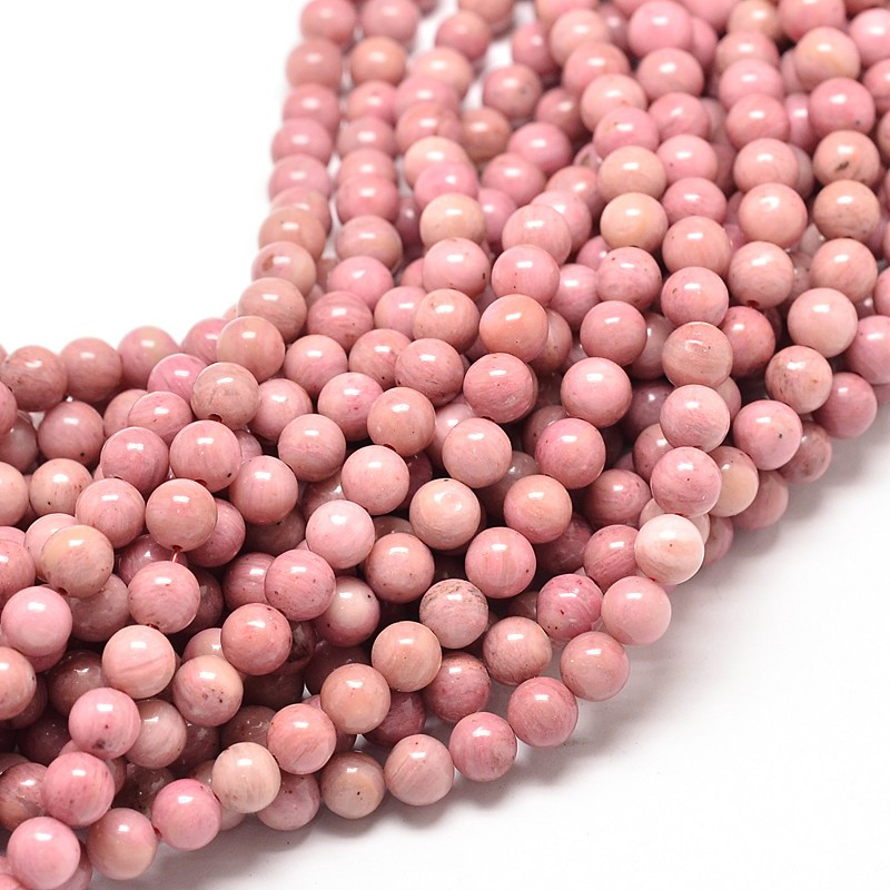 10 perles de 8 mm en Rhodonite rose