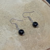 1 paire de boucles d'oreilles en Obsidienne noire