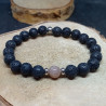 1 bracelet perles de lave & pierre de soleil de 16 cm