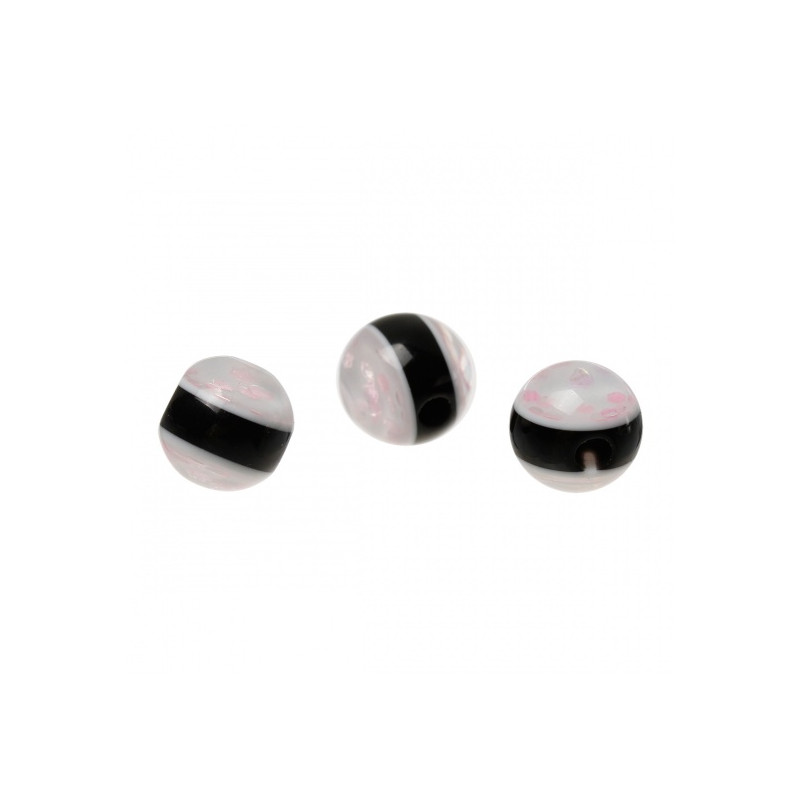 20 perles en résine pailletées rose 8 mm