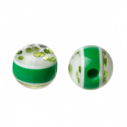 20 perles en résine pailletées vertes 8 mm
