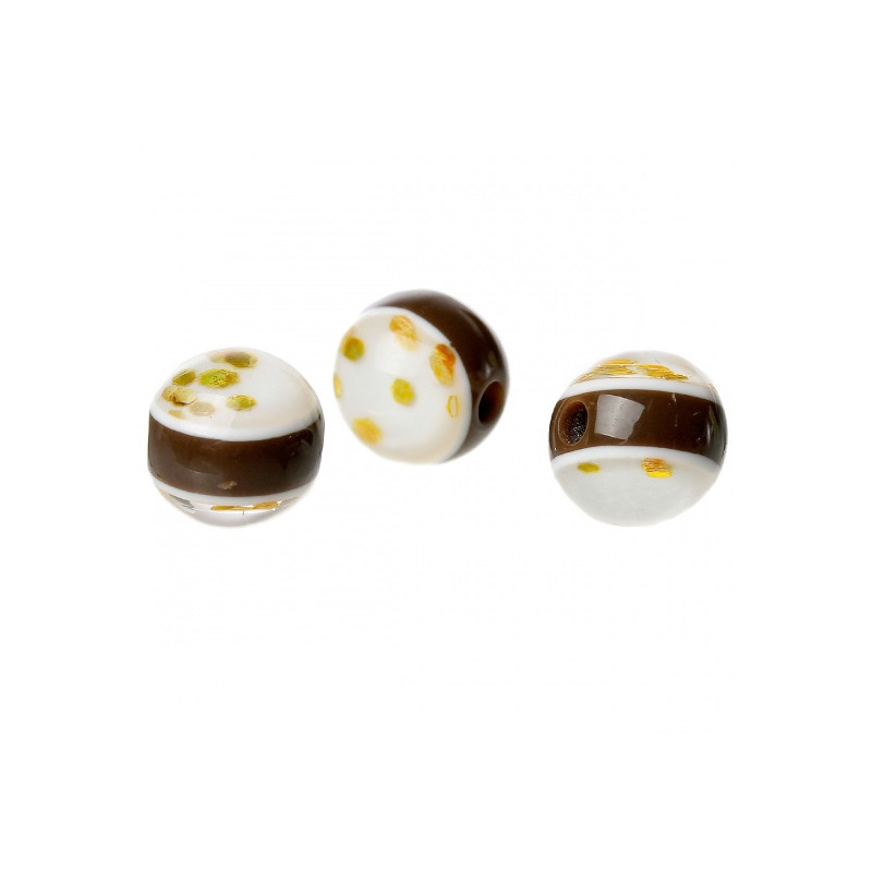 20 perles en résine pailletées or 8 mm