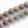 10 perles de 8 mm en jaspe feuille d'argent