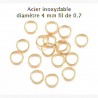 100 anneaux de jonction en acier inoxydable 4 x 0.7 mm doré