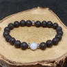 1 bracelet perles de lave & calcédoine 16 cm