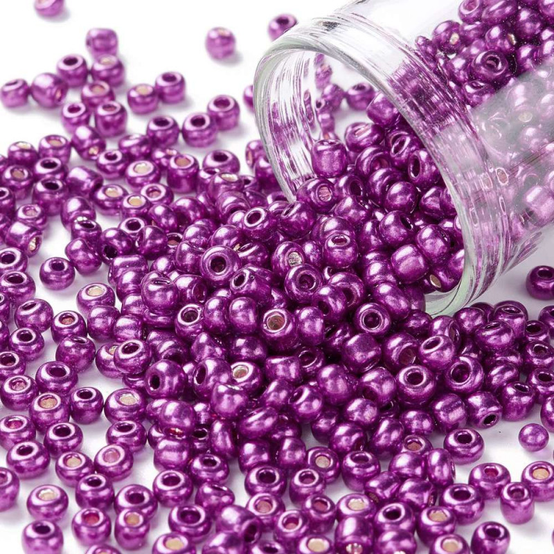 ~900 perles de rocaille en verre 3 mm violet 40 grammes