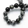 10 perles de 8 mm en Obsidienne flocon de neige