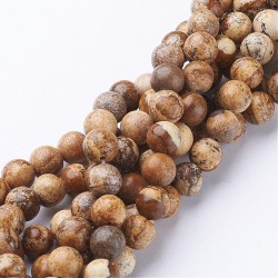 10 perles de 8 mm en jaspe paysage