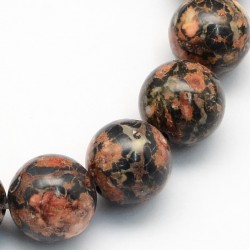 10 perles de 6 mm en jaspe Leopard