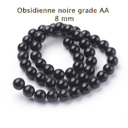 10 perles de 8 mm en Obsidienne noire grade AA