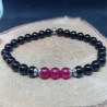 1 bracelet de 16 cm en Onyx & rubis
