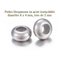 10 perles coulissantes en acier inoxydable 8 x 4 mm