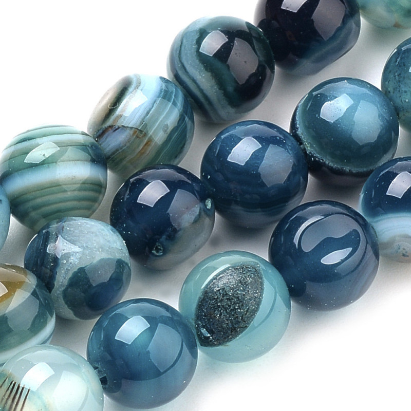 10 perles de 8 mm en Agate rubanée teinte