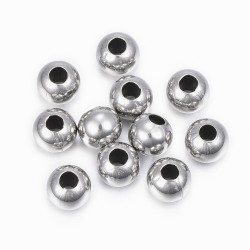 10 perles en acier inoxydable de 8 x 7 mm