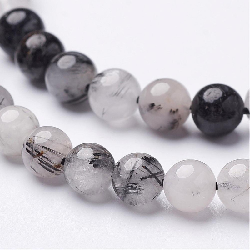 10 perles de 6 mm en quartz tourmaline