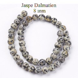 10 perles en jaspe dalmatien 8 mm