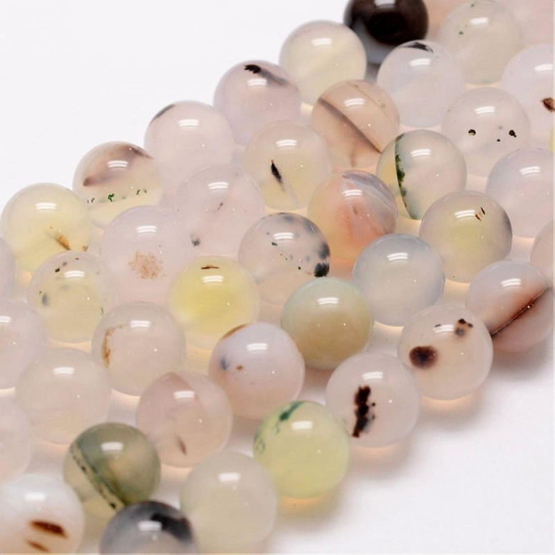 10 perles de 8 mm en Agate dendritique
