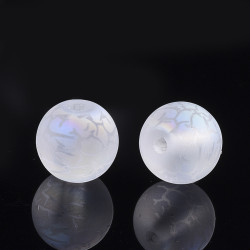 10 perles de verre dépoli 8 mm arc en ciel