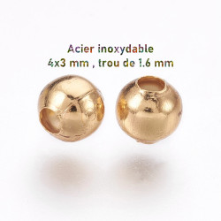 100 perles de 4 mm dorées...