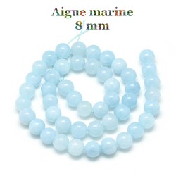 10 perles de 8mm en aigue marine