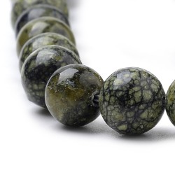 10 perles de 8 mm en serpentine dentelle verte