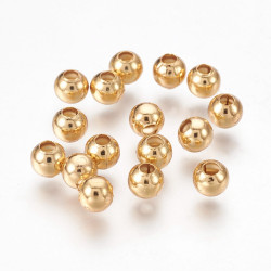50 perles de 5 mm dorées en acier inoxydable