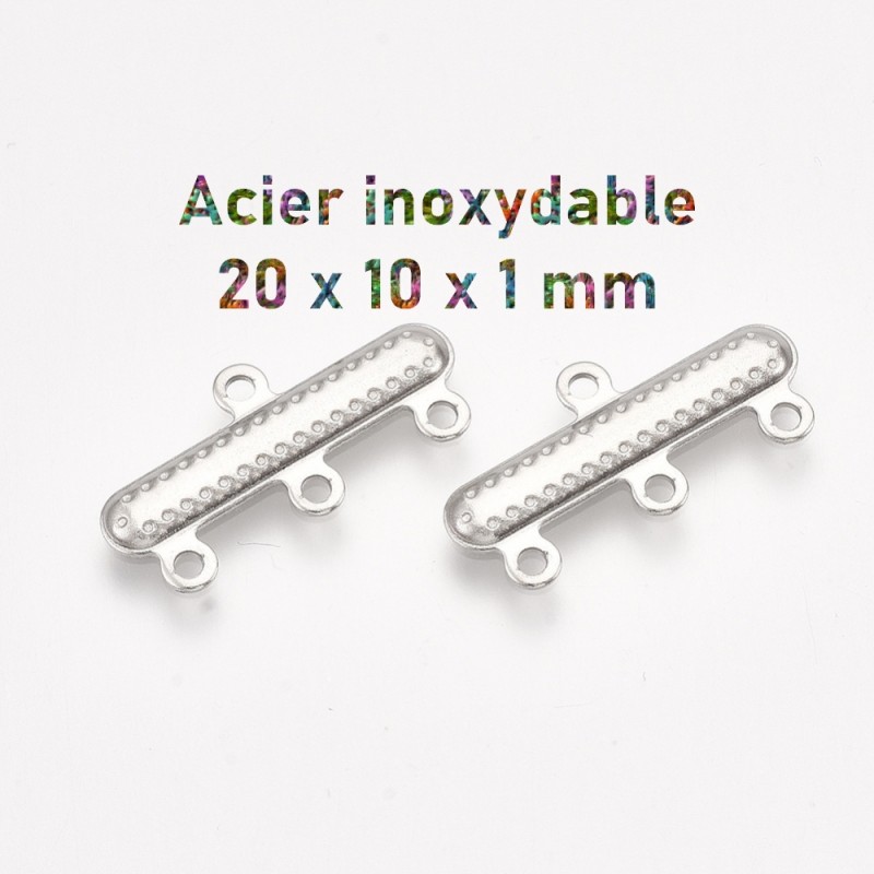 10 connecteurs chandelier en acier inoxydable 10 x 20 mm