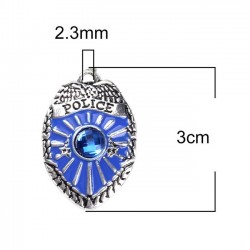 2 grandes breloques badge de police 30 x 21 mm