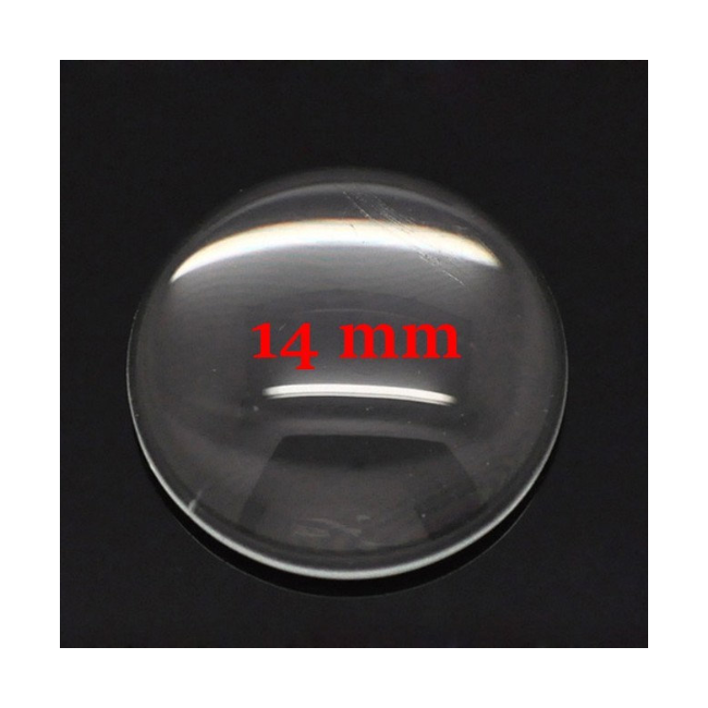 20 cabochons de verre dôme transparent 14 mm