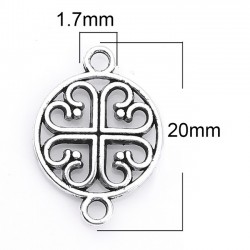 4 connecteurs de bijoux trèfle argent vieilli 20 x 15 mm