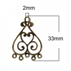 4 connecteurs arabesque bronze 33 x 23 mm