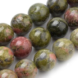 10 perles de 10 mm en Unakite