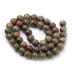 10 perles de 10 mm en Unakite